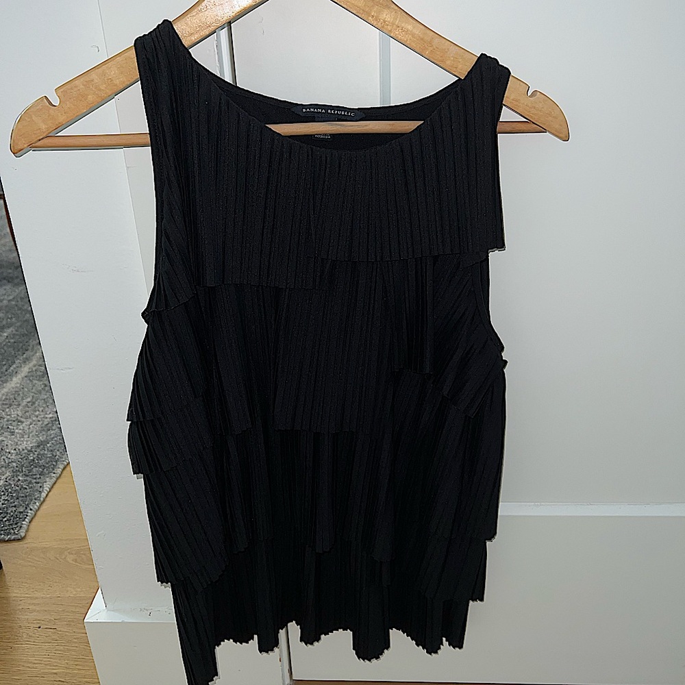 Black tiered ruffle blouse